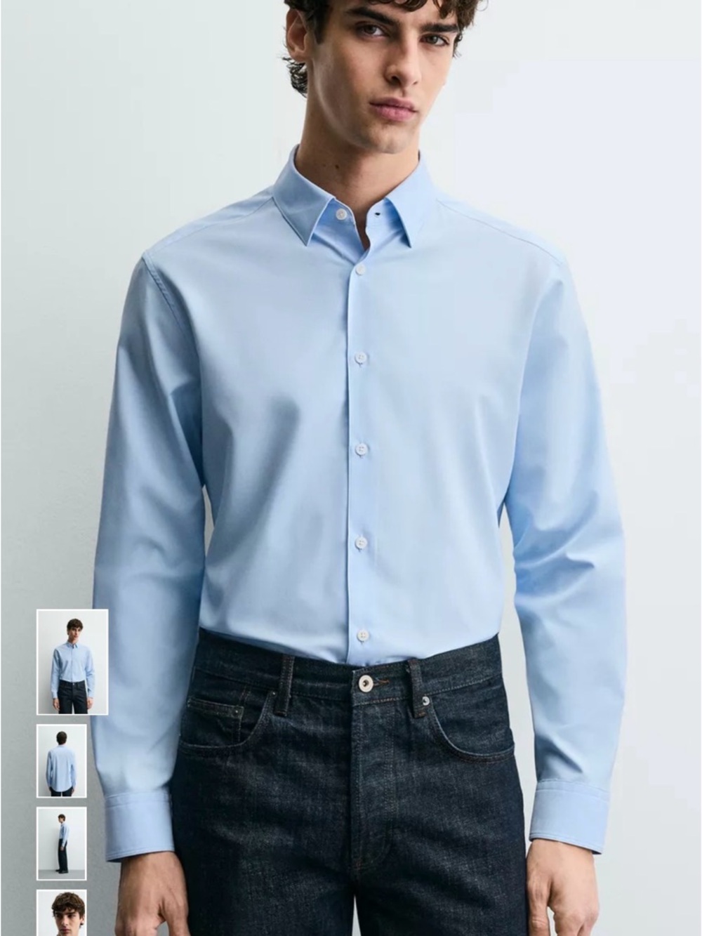 Zara Light Blue Men's Dress Shirt - Slim Fit
